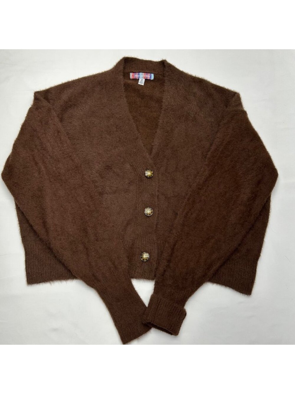Urban Outfitters Brown Fuzzy Button-Front Cardigan Sweater Medium Soft & Cozy